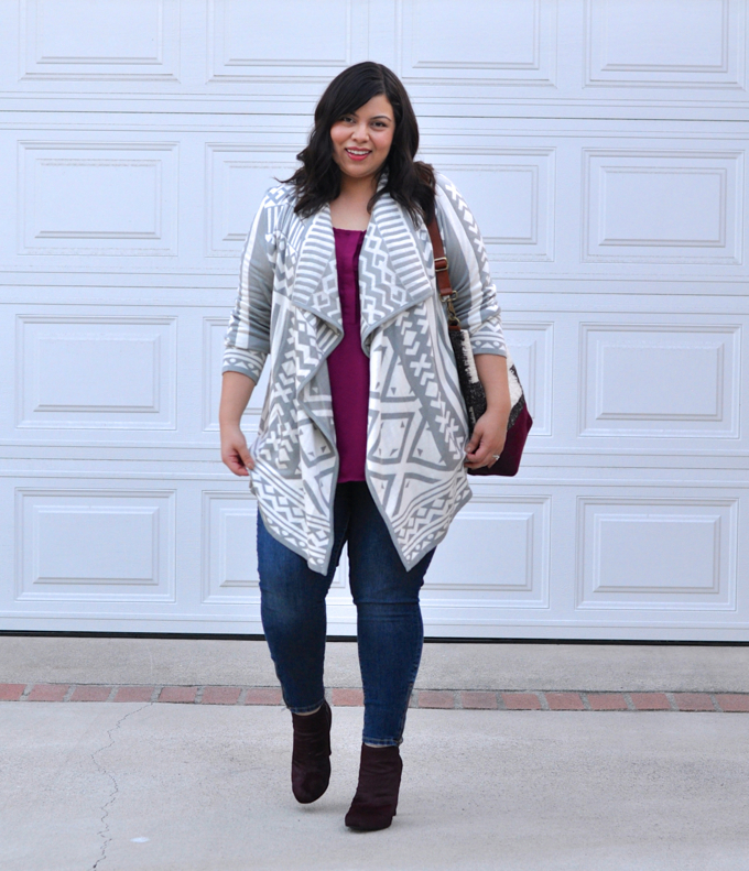 plu size jeans and cardigan